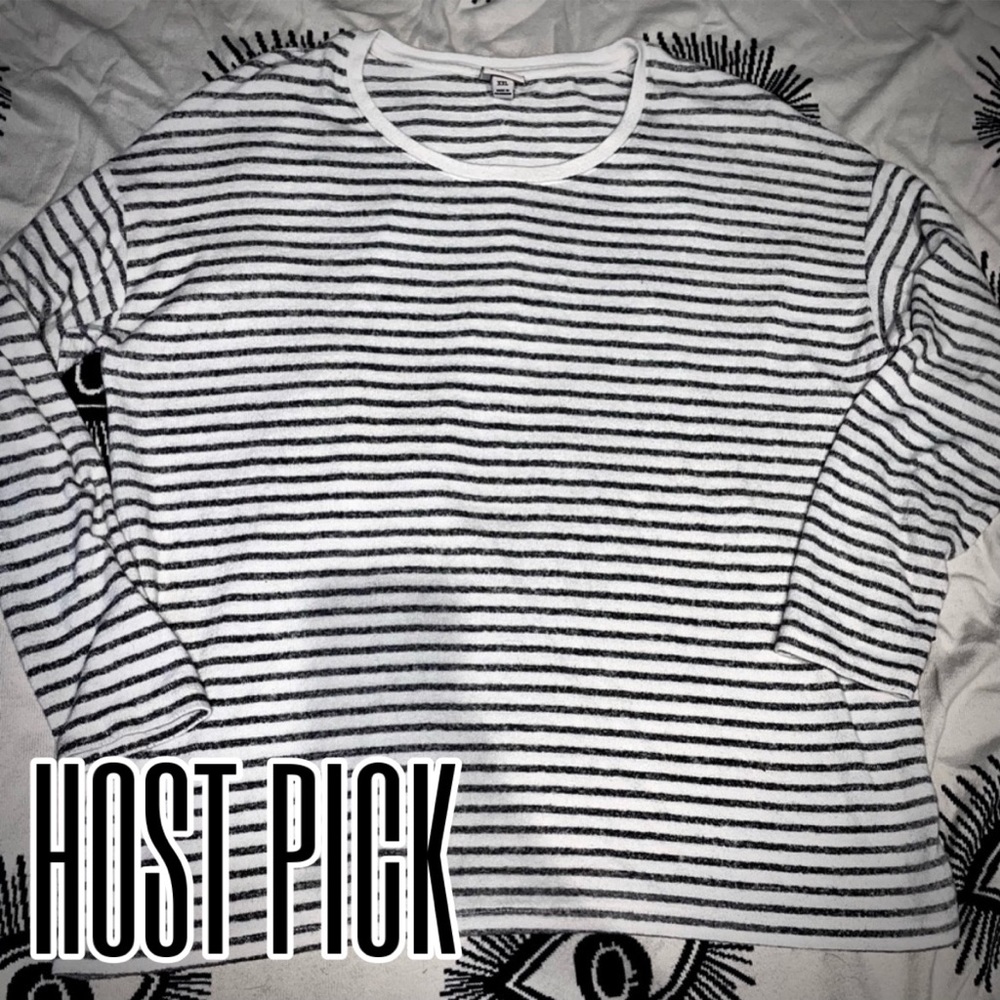 Grey & White Striped Sweater